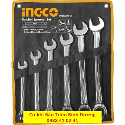 19-32mm Bộ 6 cờ lê vòng miệng tự động INGCO HKSPAR1061