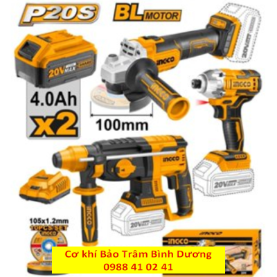 INGCO23_Combo 3 máy siết vít, máy mài và khoan bê tông dùng pin COSLI230520