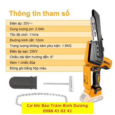 INGCO23_Máy cưa xích mini dùng pin CGSLI2068