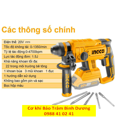 INGCO23_Máy khoan bê tông dùng pin CRHLI202882