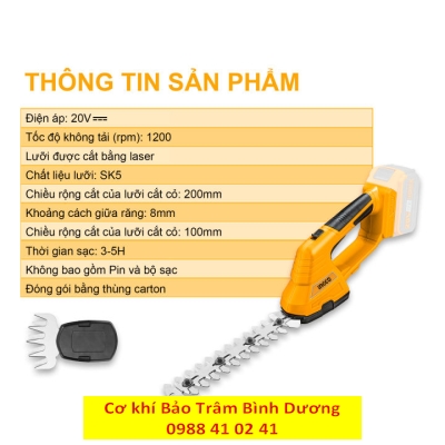 INGCO22_Máy tỉa cành-cỏ làm vườn dùng Pin 20v CSTLI2001