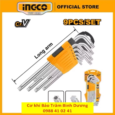 Bộ lục giác bông 9 chìa INGCO HHK13091 đầu phẳng và có lỗ 6 cạnh( Sale online)