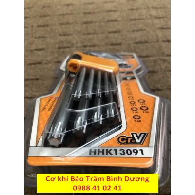 Bộ lục giác bông 9 chìa INGCO HHK13091 đầu phẳng và có lỗ 6 cạnh( Sale online)