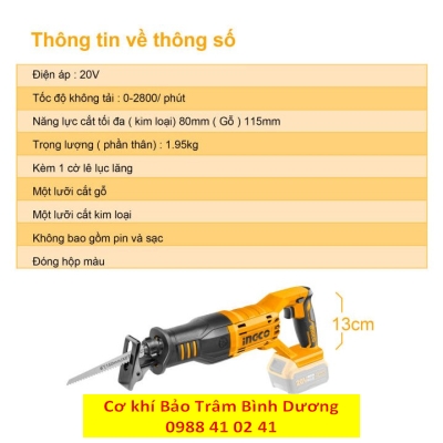Thân máy cưa kiếm dùng pin  CRSLI1151 20V
