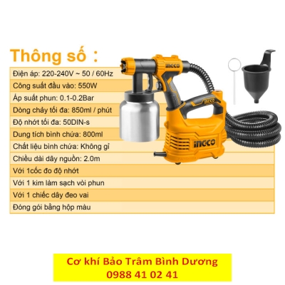 Máy phun sơn bình chứa thép 500W INGCO SPG5008-2